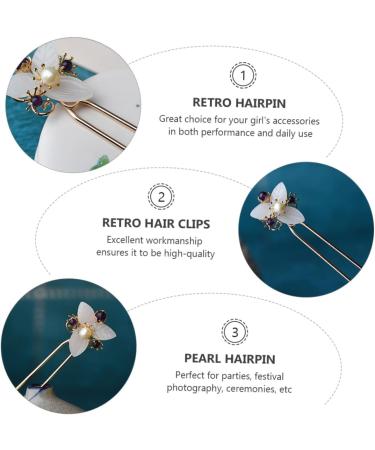 minkissy 1pc Retro Style Hairpin Metal Hair Fork Wedding Hair Pins Pearl Hairpin Stick Hair Sticks for Women Wedding Hair Accessories Retro Floral Hairpin Tiara The Flowers Women's Hat Miss - Buy Online on GoSupps.com