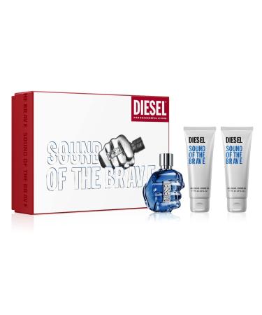 Diesel Sound of the Brave 3 PC Fragrance Gift Set for Men - 3.4 Fl Oz Eau de Toilette Spray & 2.5 Fl Oz 2 pc Shower