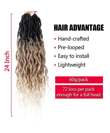 Faux Locs Crochet Hair 24 6Packs - Soft Wavy Curly Ends | Synthetic Goddess Locs Crochet Braids for Women - 72locs | 1B/27/613 Color - Buy Online on GoSupps.com