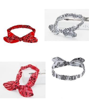 2PCS Red White Paisley Print Bandana Headband Set for Girls and Women - Buy Online on GoSupps.com