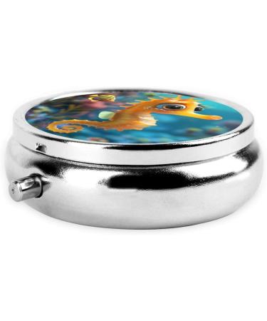 Cute Yellow Seahorse Portable Metal Pill Box | 3-Compartment Travel Organizer | Must-Have for Small Pills & Medication - International Shipping Available - Buy Online on GoSupps.com