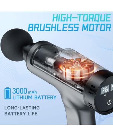 Deep Tissue Massage Gun - Handheld Electric Body Back Massager for Athletes | High Percussion Muscle Device with 10 Attachments - Silver - Buy Online on GoSupps.com