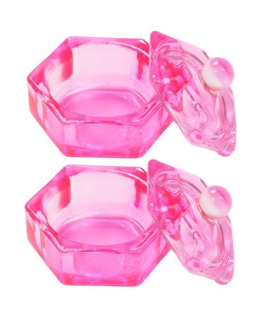 Minkissy 2pcs Dappen DISH WITH LID NOVELTY PAPTER DAPPE DISH BOWL MONOMER HOLDER NAIL TIPS Clear Cuticle bit for nail Holder Nail Manicure Tools Pink Acrylic Glass 4.3x4.3cm Rose