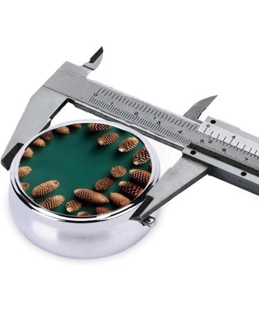 Pine Cone Border Round Pill Box | 3 Compartment Travel Organizer for Purse & Pocket - Buy Online on GoSupps.com