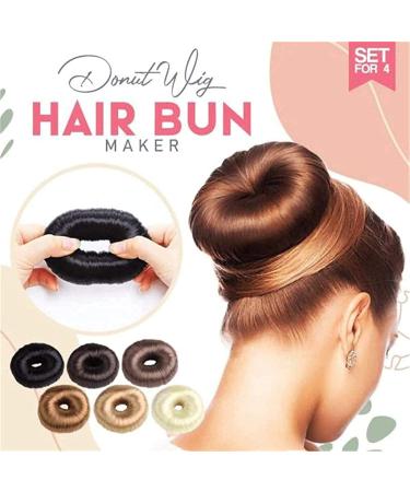 4 Pcs Donut Wig Hair Bun Makers - Fashion Bun Shaper Set for Women & Girls - Light Brown Hairstyle Tool - Buy Online on GoSupps.com