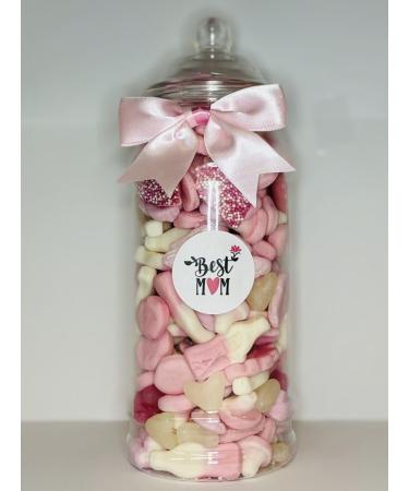 Best Mum Filled Pink Pick N Mix Gummy Sweet Victorian Jar Gift Present 970ml