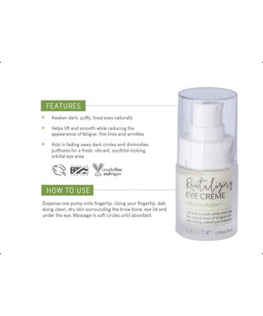 DeVita Revitalizing Eye Crأ¨me - Vegan Anti-Aging Serum with Hyaluronic Acid for Dark Circles & Wrinkles - 0.5fl.oz - Buy Online on GoSupps.com