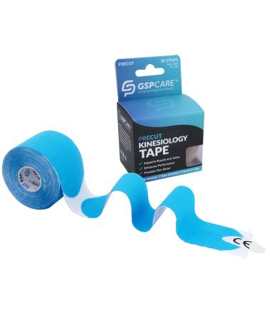 Pre-Cut I Kinesiology Tape Elastic Sports Tape Used to Prevent Muscle Damage Protect Joints and Relieve Muscle Pain 20 Pieces of Pre-Sliced 5cm*5m Medical Tape.(Blue) Blue Pre-Cut I