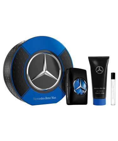 Mercedes-Benz Man Gift Set - Includes EDT Sprays and Shower Gel - Aromatic Woody Fruity Fragrance Body Wash - Cologne for Men for Everyday Wear - 3 pc