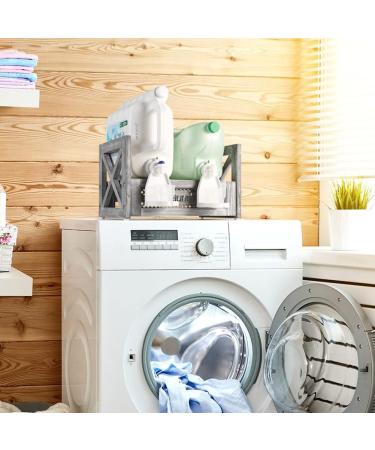 HOMKO Wooden Laundry Detergent Storage Organizer - Farmhouse Cup Holder for 2PC Detergent & Fabric Softener - Stylish Laundry Room Accessories in Grey - Buy Online on GoSupps.com