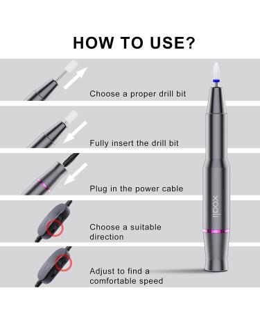 Xoali Electric Nail Drill 25000RPM Professional Efile Kit with 12 Ceramic Bits - Manicure & Pedicure Tools - Buy Online on GoSupps.com