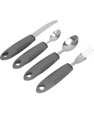 Adaptive Utensils Set - 4 Piece Stainless Steel Cutlery for Arthritis Relief | Ergonomic Knife Fork & Spoon - Buy Online on GoSupps.com