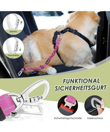 Slowton Dog Harness with Safety Belt for Car - Breathable Light Pink Seat Belt with 2 Carabiner Hooks | Medium Size - Buy Online on GoSupps.com