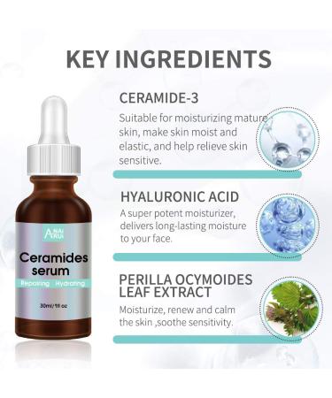 Ceramide Face Serum with Hyaluronic Acid | Wrinkle Correction, Skin Barrier Repair & Anti Aging - 1 Fl.oz - Buy Online on GoSupps.com