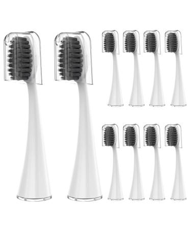 Replacement Toothbrush Heads for Burst Electric Toothbrush Adults with Dust Cover Caps Soft Charcoal Bristles for Deep Cleaning Plaque Removal and Whiting Teeth 10 Count White Pack of 10(white)