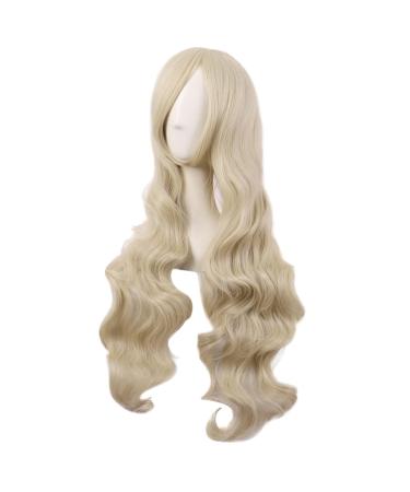 MapofBeauty 32 Fashion Long Curly Golden Anime Wig with Side Bangs - Cosplay Costume Accessory - Buy Online on GoSupps.com