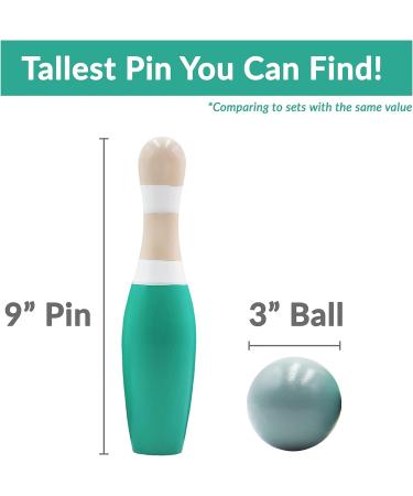 Sterling Sports Wooden Lawn Bowling Set - 9 Skittles, Carrying Bag - Indoor/Outdoor Game - Green/Turquoise and Gray - Buy Online on GoSupps.com