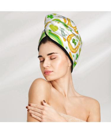 St. Patrick's Day Microfiber Hair Towel - Soft Super Absorbent Wrap for Long Curly & Thick Hair - Quick Dry Coral Velvet Cap for Women - Buy Online on GoSupps.com