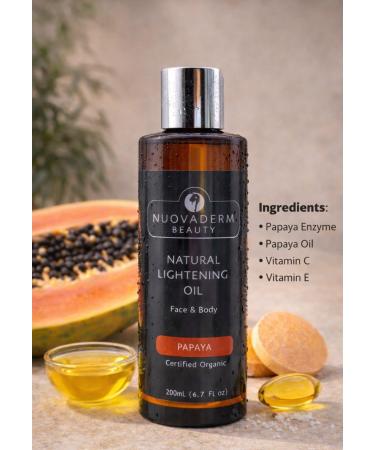 NUOVADERM Natural Brightening Oil with Papaya Vitamin C & Vitamin E for All Skin Types - Anti-Aging Brightening Serum for Face & Body - Moisturizing Face Oil for Fine Lines Skin Rejuvenation - Buy Online on GoSupps.com
