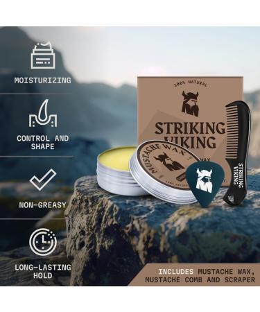 Striking Viking Mustache Wax and Comb Kit - 2 Ounce - Strong Hold Natural Beeswax - Sandalwood Scent - Men's Beard and Moustache Grooming - Buy Online on GoSupps.com