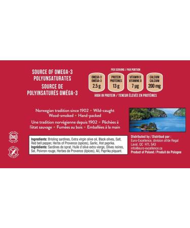 King Oscar Brisling Sardines in Extra Virgin Olive Oil Mediterranean Style 106 Gram Cans (Pack of 12) Sardines Mediterranean Style 106 g (Pack of 12) - Buy Online on GoSupps.com