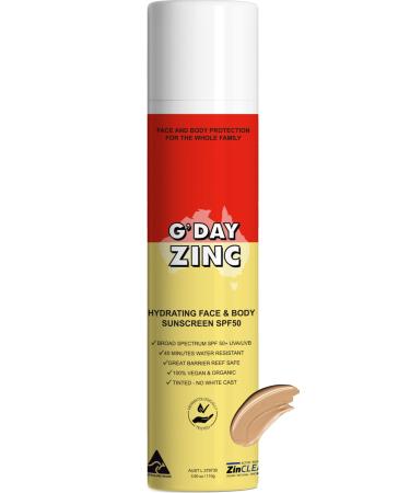 G Day Australian Hydrating Organic Sunscreen SPF50 with Hyaluronic Acid | Sensitive Skin| Broad Spectrum UVA UVB UVC | Certified Vegan | Reef Safe | Non-nano Zinc Oxide Sunscreen