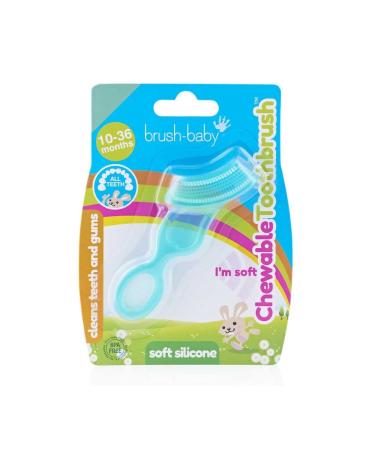 Brush-Baby Chewable Toothbrush and Teether (10-36 Months) - Perfect for Teething Toddlers and Those who chew Their Toothbrush or Won't Brush Their Teeth! Teal
