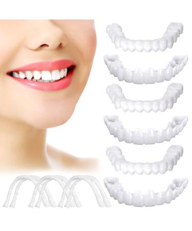 Fake Teeth  6 PCS Cosmetic Denture Veneers for Upper and Lower Jaw  Natural Shade Fake Veneer  Denture Decorations for Christmas and Daily Life-01 6pcs-01