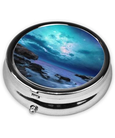 3D Graphics Universe Space Round Pill Box | 3 Compartment Travel Medicine Organizer | Mini Decorative Pocket Purse for Vitamins & Tablets - Buy Online on GoSupps.com