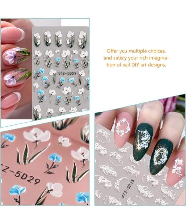 LALAFINA Floral Stickers Flower Nail Art Stickers Leaf Nail Decals 3D Rose Floral Manicure Decoration for Women Girls (6 Sheets) Flower Stickers - Buy Online on GoSupps.com