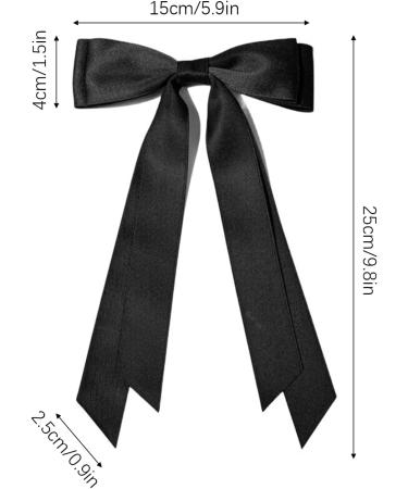 MUNSKT 3PCS Hair Bows Clip Black White Hair Bow with Long Silky Satin French Hair Bows for Women - Buy Online on GoSupps.com