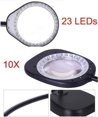 23LED 10X Magnifying Glass Lamp: Daylight Bright Lighted Lens Utility Magnifier Light Height Adjustable Gooseneck for Desk Magnifier - Buy Online on GoSupps.com