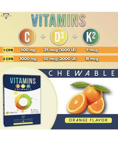 VITAMIN C+D3+K2-60 CHECKABLE TABLETS ORANGE FLAVOR | Child Vitamin | Vitamin C | Vitamin D | Vitamin D | Vitamin D Child | 100% Natural - Buy Online on GoSupps.com