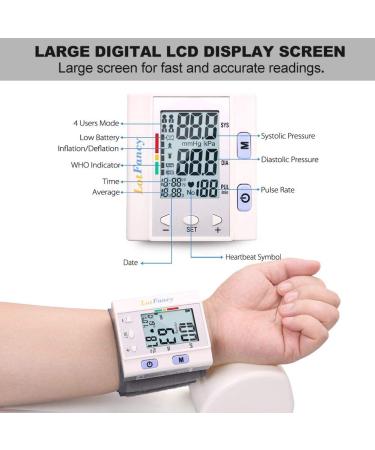 LotFancy Wrist Blood Pressure Monitor - Fully Automatic BP Cuff - 4 Users, 120 Memory - Large Screen Digital Home BP Machine - Buy Online on GoSupps.com