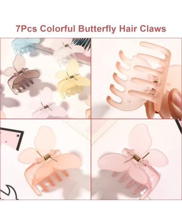 7 Pieces Butterfly Hair Clips Set - 5.5cm Decorative Jaw Clips for Women & Girls | Perfect Hairstyling Accessories for Parties & Weddings - 7 Colors Available - Buy Online on GoSupps.com