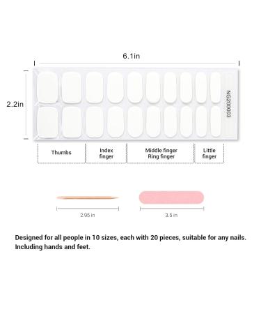 20pcs Semi Cured Gel Nail Strips - Pure White Nail Polish Stickers | Long Lasting Full Nail Wraps with Nail File | Compatible with UV Lamps - Buy Online on GoSupps.com