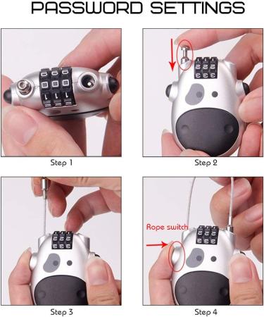 Buy Steel Wire Cable Lock for Motorcycle & Bicycle | Universal Combination Lock for Luggage & Locker (Black) - Buy Online on GoSupps.com