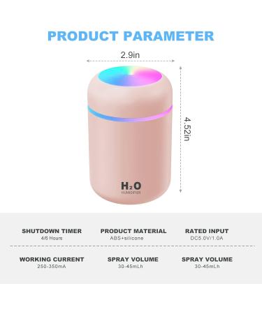 AOOWU 300ml Portable Car Humidifier with Night Light - Pink - Buy Online on GoSupps.com