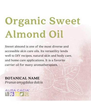Aura Cacia Organic Sweet Almond Oil 118ml (4 fl. oz.) | GC/MS Tested for Purity - Buy Online on GoSupps.com