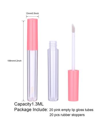 20Pcs 1.3ml Pink Lip Gloss Tubes with Wand - Refillable DIY Lip Gloss Containers - Buy Online on GoSupps.com