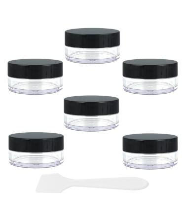Transparent empty jar 6 pieces of cremed box mini doses with spatula 5ml empty can clear crucible travel potty jar set for lotion cream mini candles cosmetics cosmetic container black