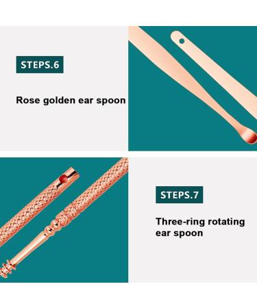Rose Gold 7-Piece Ear Digging Spoon & Spiral Pick Set | Ear Wax Remover | One Size - Buy Online on GoSupps.com