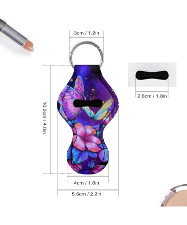 Poceacles keychain for women girls lipstick lip balm shiny lip balm neoprene pouch wrist strap Butterfly Flower Purple - Buy Online on GoSupps.com
