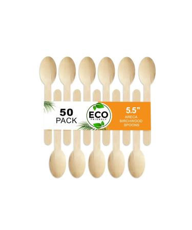 Naturelia Disposable Wooden Spoons (50 14cm)- Wooden Compostable Spoons Biodegradable 100% ecoFriendly