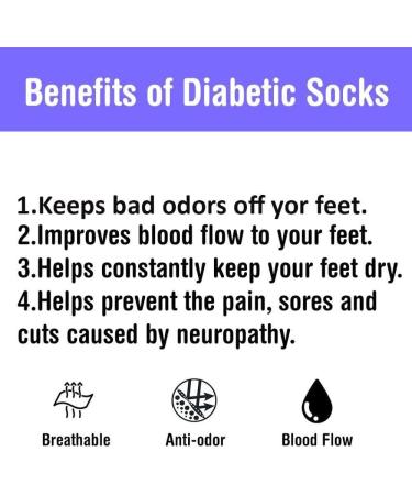 Physicians Approved Diabetic Crew Socks - 6 Pairs, Unisex, Black/Grey/White, Size 9-11 - Buy Online on GoSupps.com