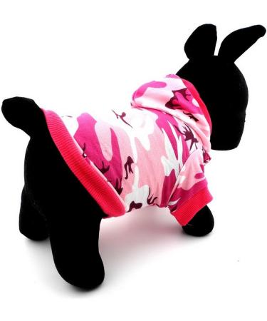 Smalllee Lucky Store Camouflage Hooded Shirt for Small Dogs - Pink Camo T-Shirt for Chihuahuas Yorkies & Puppies - Size M (42cm Breast 28cm Back) - Buy Online on GoSupps.com