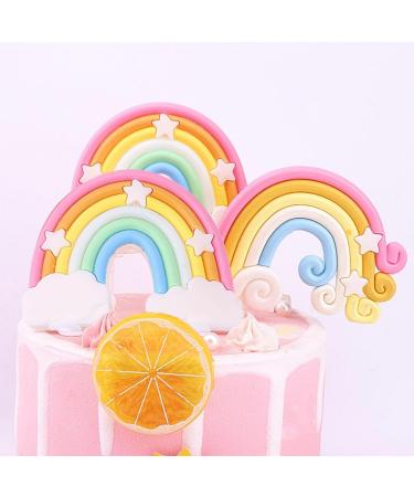 2 Pcs Rainbow Cake Toppers Soft Rainbow Pottery Cake Topper Soft Pottery Rainbow Cake Decorations for Birthday Parties Wedding Cake Decorations Supplies - Buy Online on GoSupps.com