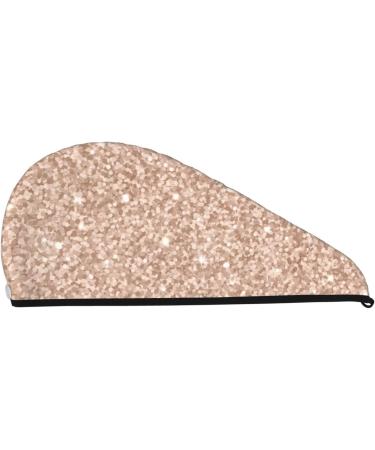 Beige Sparkling Glitter Microfiber Hair Towel | Super Absorbent Quick-Dry Hair Wrap for Long Curly Thick Hair - Premium Coral Velvet - Buy Online on GoSupps.com