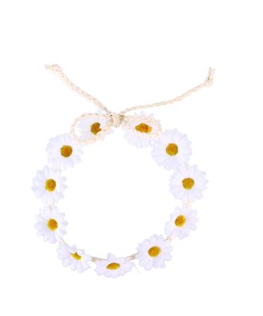Frcolor Sunflower Crown Headband Daisy Flower Wreath Bridal Headpiece for Festival White
