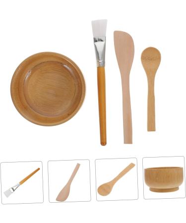 Mikinona 1 Set Four Piece Facial Mask Bowl DIY Facial Mask Tools Facial Mask Mixing Tools Makeup Kit Beauty Mask Facial Kit Skin Mask DIY Bowl Tool Mask Applicator Wooden - Buy Online on GoSupps.com